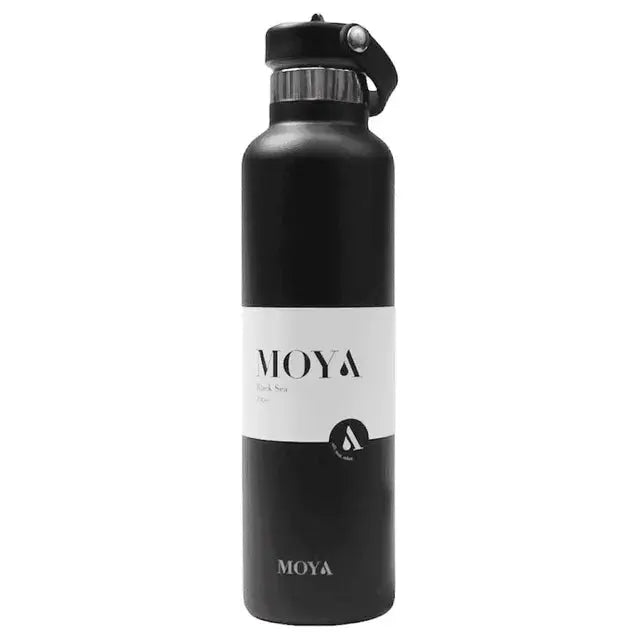 Moya "Black Sea" 700ml Insulated Sustainable Water Bottle White Spout Lid - Cubanar