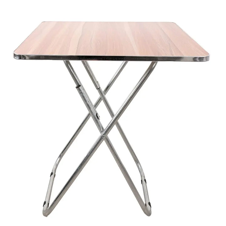 Compact Wooden Square Folding Table with Metallic Stand - Perfect for Camping, Picnics, Beach, and Outdoor Events