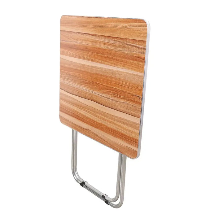 Compact Wooden Square Folding Table with Metallic Stand - Perfect for Camping, Picnics, Beach, and Outdoor Events
