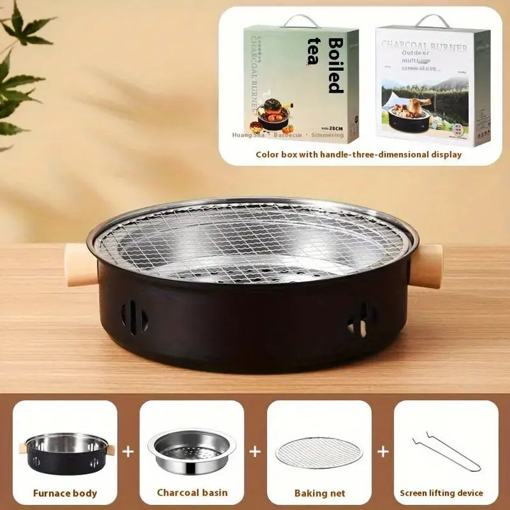 Portable Smokeless Charcoal Grill Stove - Compact Outdoor BBQ & Tea Cooking Station Temu