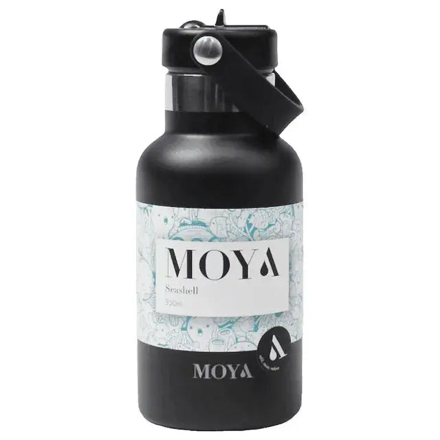 Moya "Seashell" 350ml Insulated Sustainable Water Bottle Black Cubanar