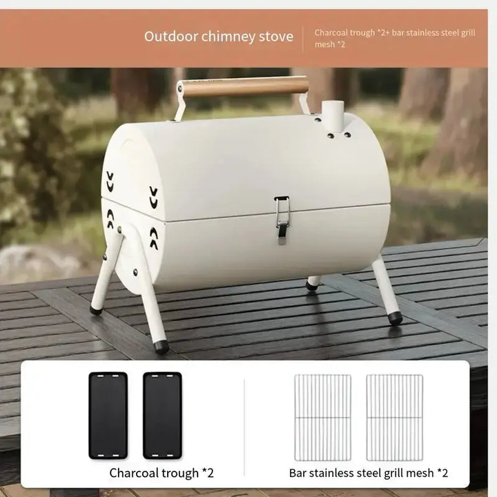 Double-Sided Portable BBQ Grilling Rack - Durable Metal White Temu