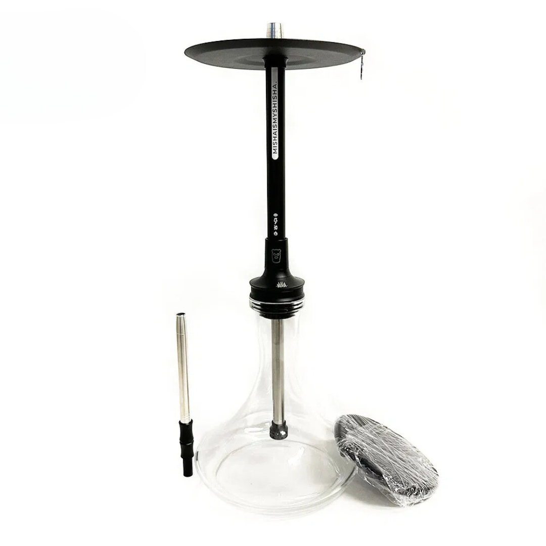 Misha Revolt Matt Black Hookah with vertical blow system and designer saucer