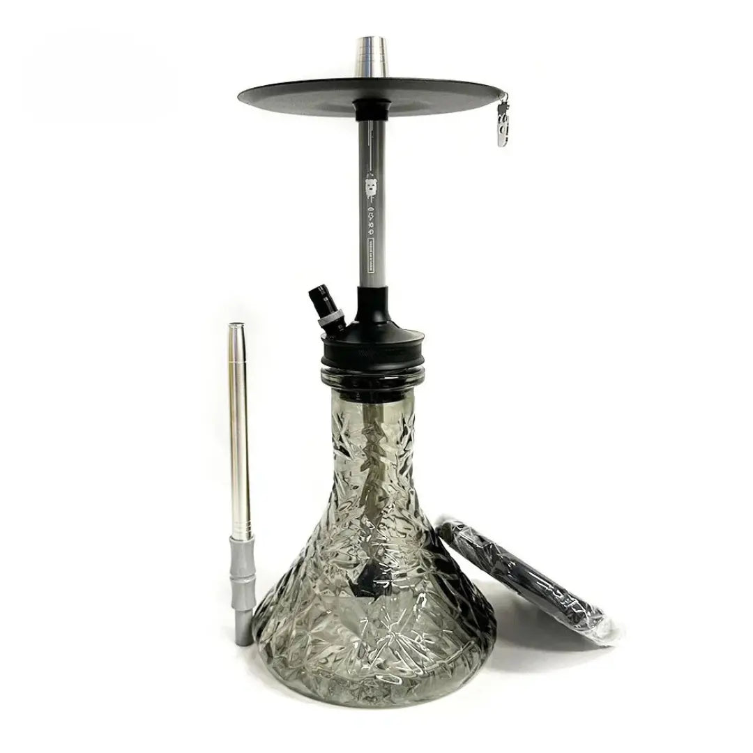 Misha Revolt Nardo Grey Hookah with vertical blow system and designer saucer