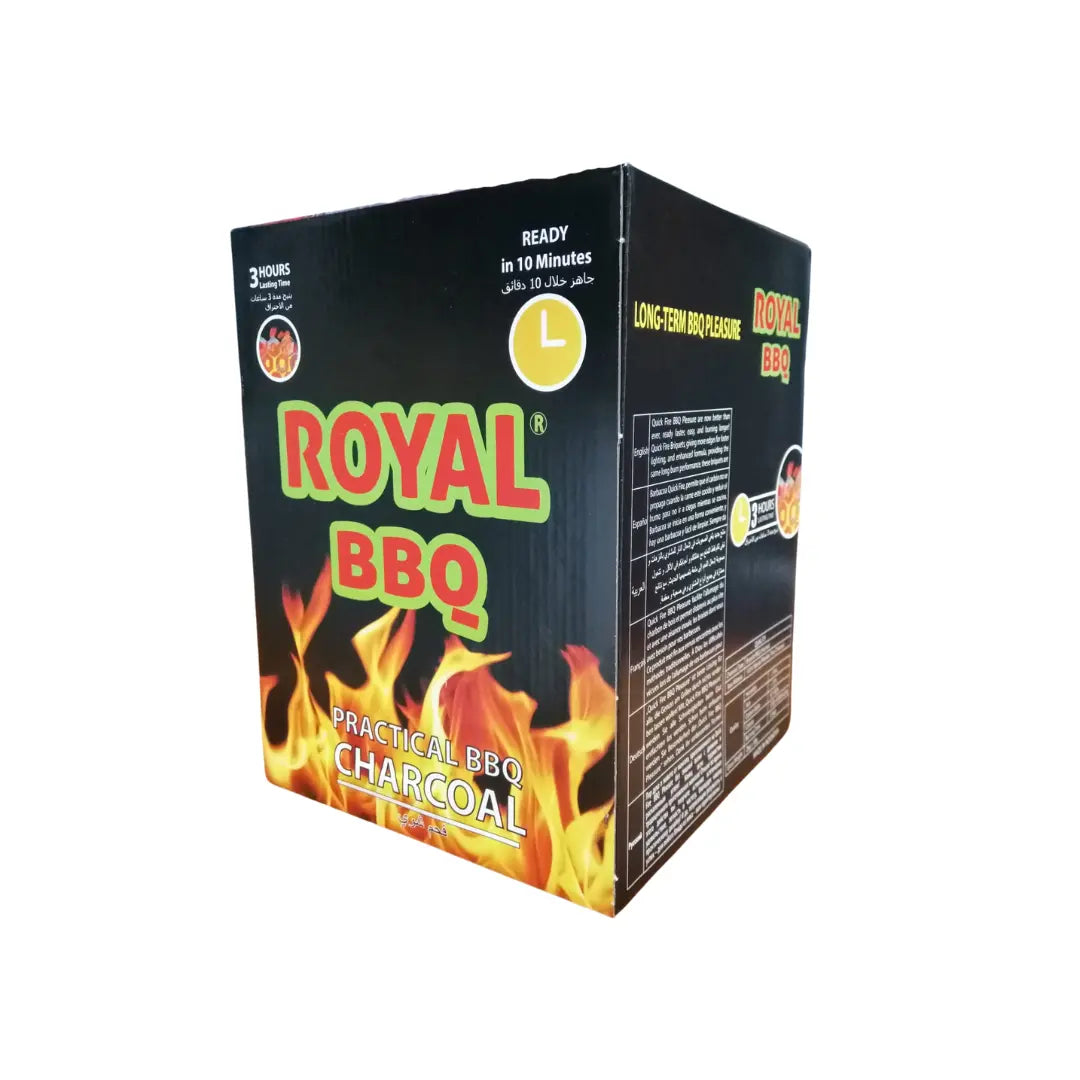 Royal BBQ Smart Box of Briquettes showcasing eco-friendly, practical briquettes designed for quick and easy grilling.