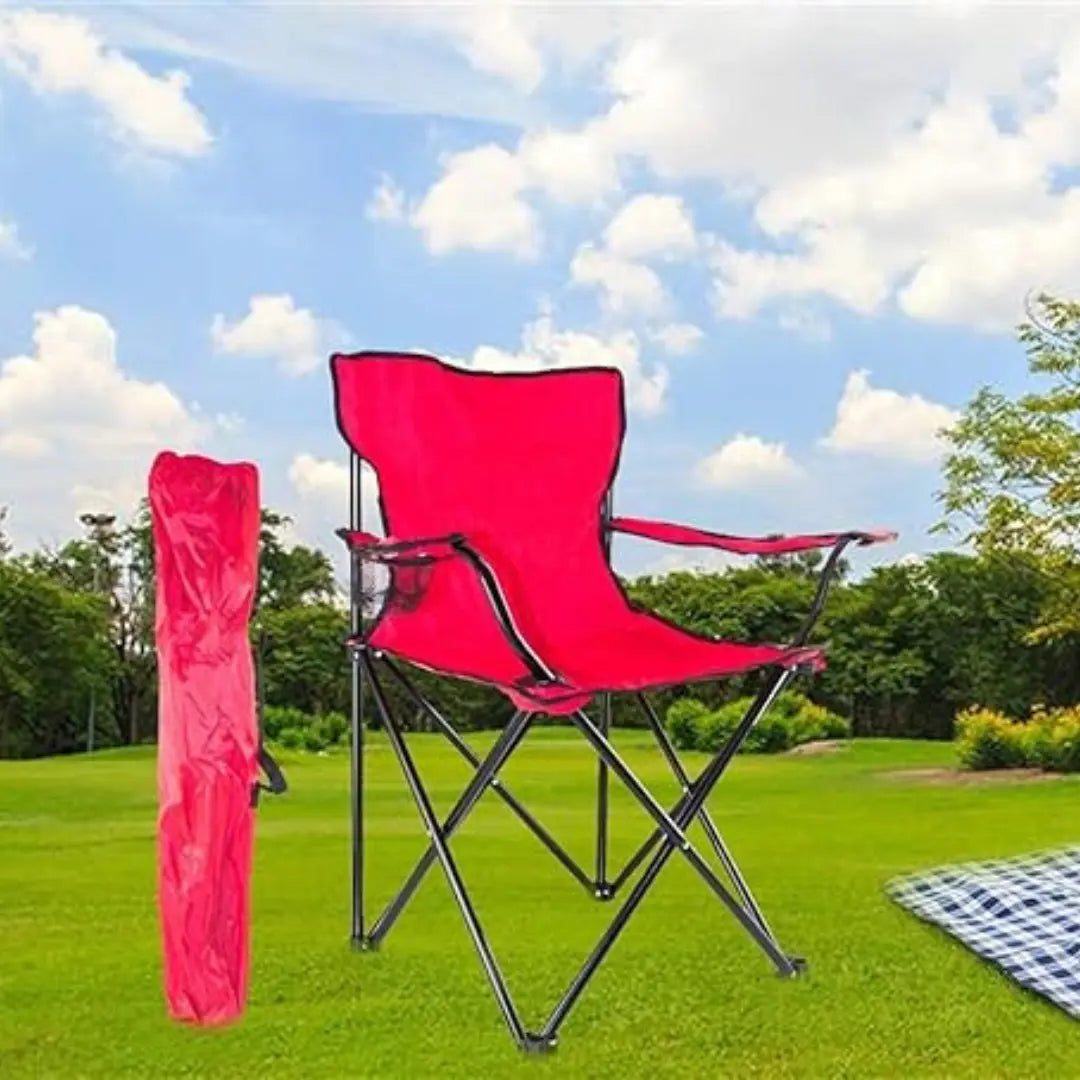 Ultralight Folding Chair in Red - Compact & Heavy Duty for Camping, BBQ, Beach, and Outdoor Use