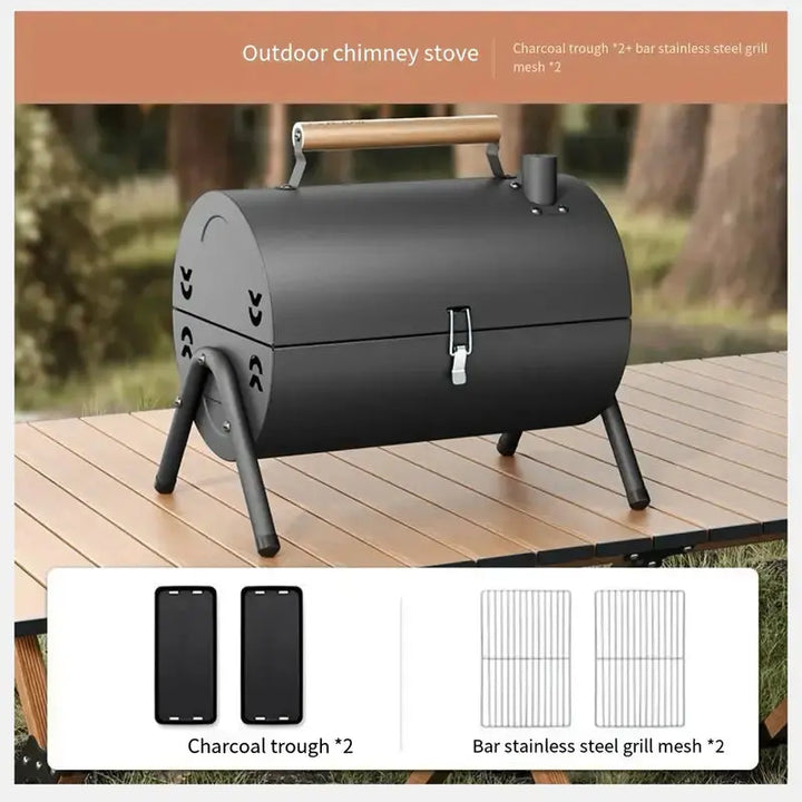 Double-Sided Portable BBQ Grilling Rack - Durable Metal Black Temu