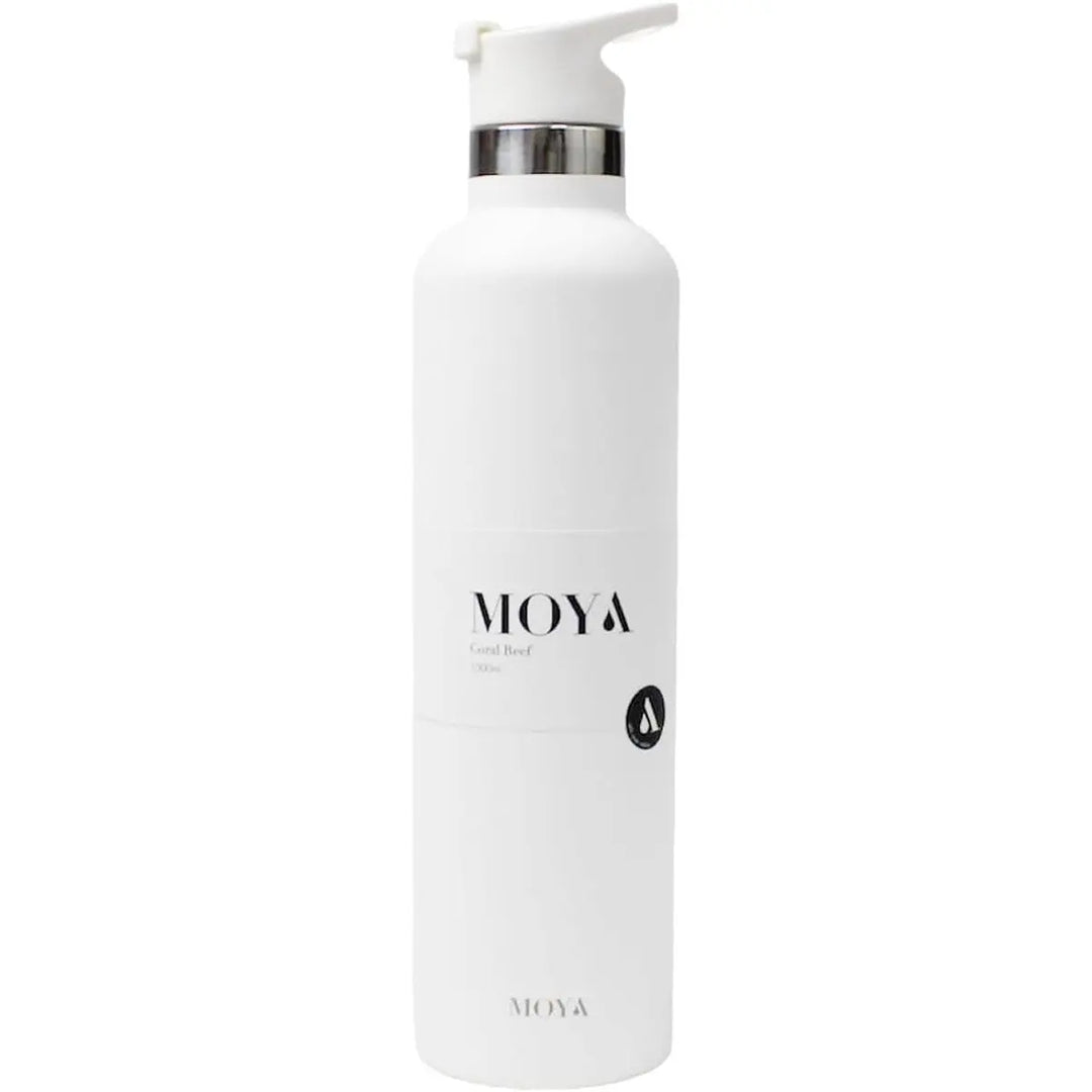 Moya "Coral Reef" 1L Insulated Sustainable Water Bottle White Spout Lid - Cubanar