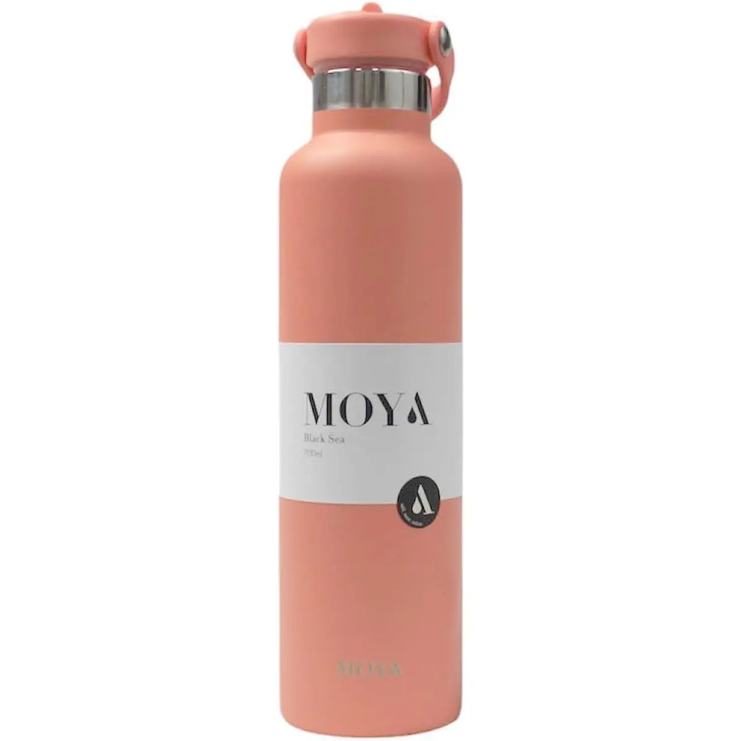 Moya "Black Sea"  700ml Insulated Sustainable Water Bottle Coral Spout Lid - Cubanar